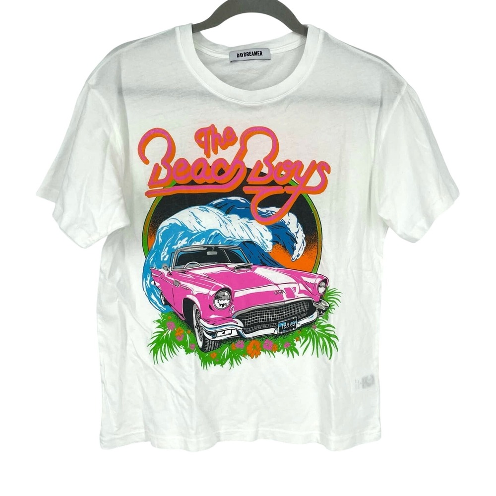 Daydreamer The Beach Boys Surf USA Boyfriend Tee XS White NWOT